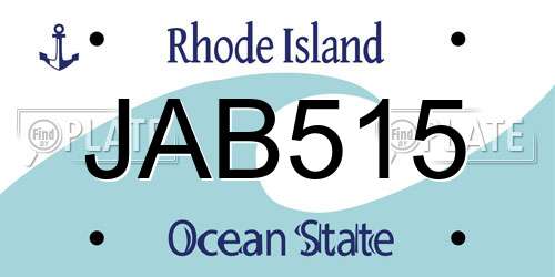 JAB515 Rhode Island License Plate