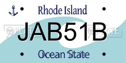 JAB51B Rhode Island License Plate