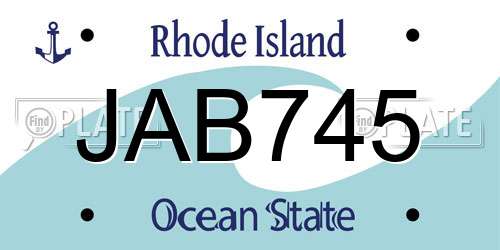 JAB745 Rhode Island License Plate