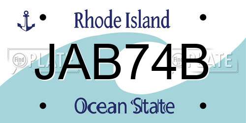 JAB74B Rhode Island License Plate