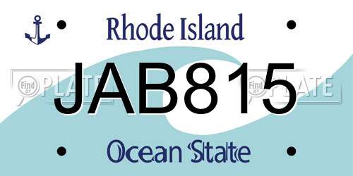 JAB815 Rhode Island License Plate