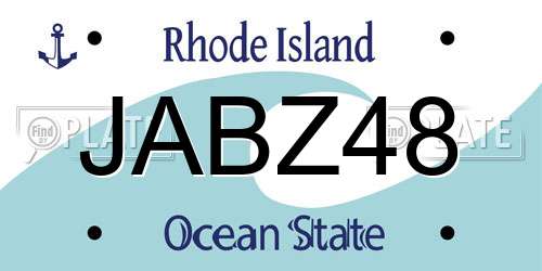 JABZ48 Rhode Island License Plate