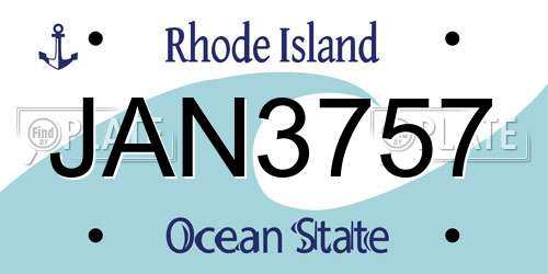 JAN3757 Rhode Island License Plate