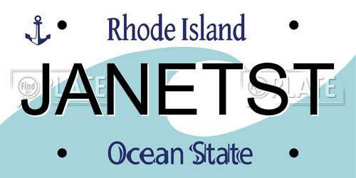 JANETST Rhode Island License Plate
