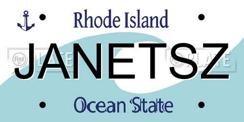 JANETSZ Rhode Island License Plate