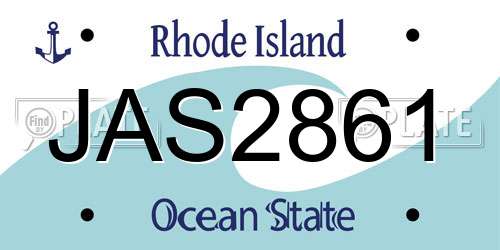 JAS2861 Rhode Island License Plate
