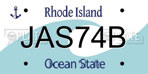 JAS74B Rhode Island License Plate