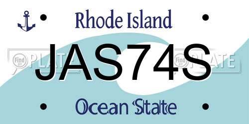 JAS74S Rhode Island License Plate
