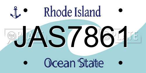 JAS7861 Rhode Island License Plate