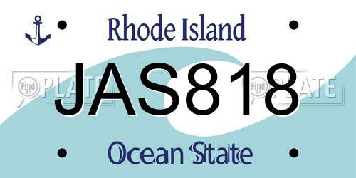 JAS818 Rhode Island License Plate