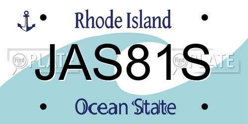 JAS81S Rhode Island License Plate