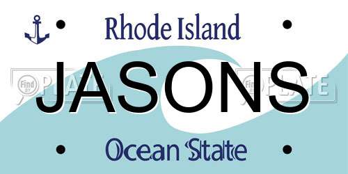 JASONS Rhode Island License Plate