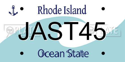 JAST45 Rhode Island License Plate