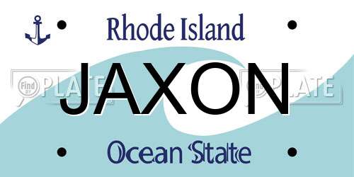 JAXON Rhode Island License Plate