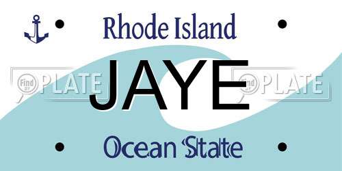 JAYE Rhode Island License Plate