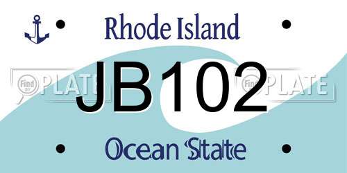 JB102 Rhode Island License Plate