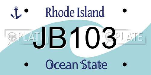 JB103 Rhode Island License Plate