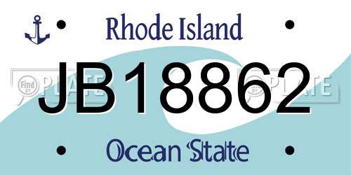 JB18862 Rhode Island License Plate