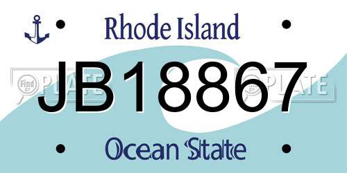 JB18867 Rhode Island License Plate