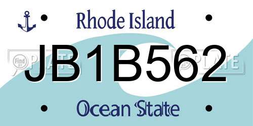 JB1B562 Rhode Island License Plate