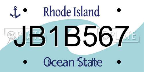 JB1B567 Rhode Island License Plate