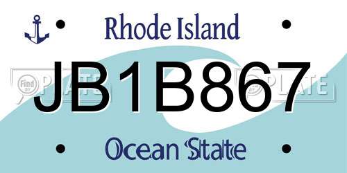 JB1B867 Rhode Island License Plate