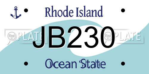 JB230 Rhode Island License Plate
