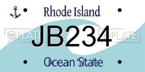 JB234 Rhode Island License Plate