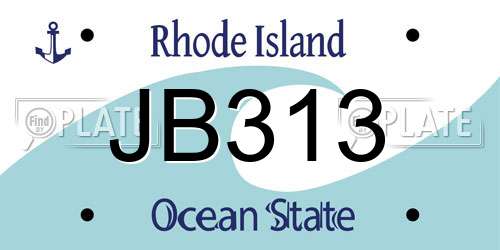 JB313 Rhode Island License Plate