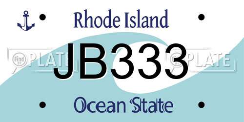 JB333 Rhode Island License Plate
