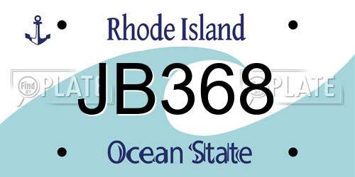 JB368 Rhode Island License Plate