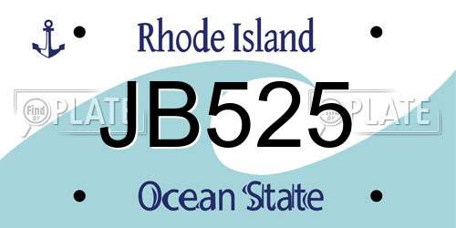 JB525 Rhode Island License Plate