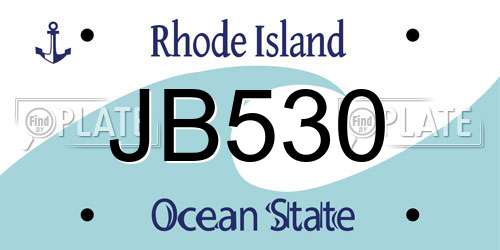 JB530 Rhode Island License Plate