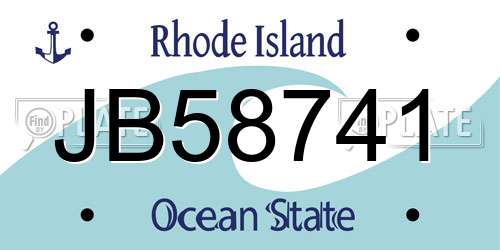 JB58741 Rhode Island License Plate