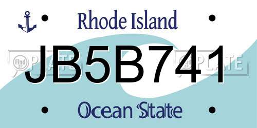 JB5B741 Rhode Island License Plate