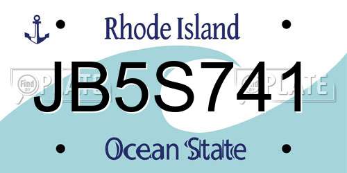 JB5S741 Rhode Island License Plate
