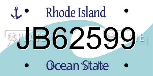 JB62599 Rhode Island License Plate