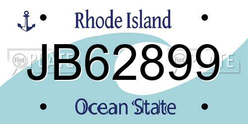 JB62899 Rhode Island License Plate
