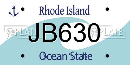 JB630 Rhode Island License Plate