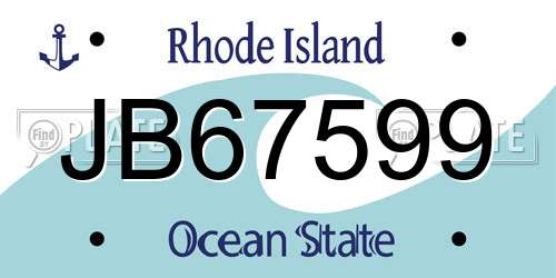 JB67599 Rhode Island License Plate