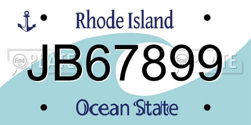JB67899 Rhode Island License Plate