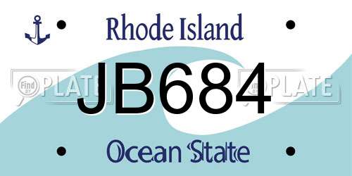 JB684 Rhode Island License Plate