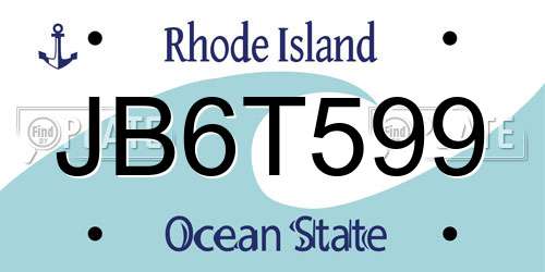 JB6T599 Rhode Island License Plate