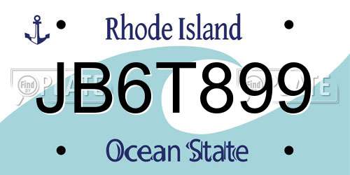 JB6T899 Rhode Island License Plate