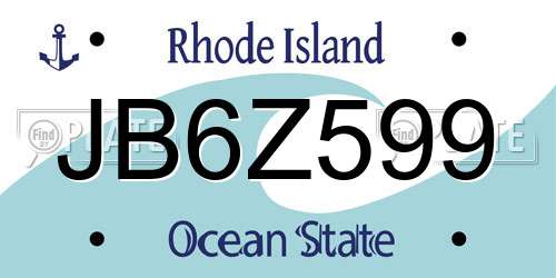JB6Z599 Rhode Island License Plate