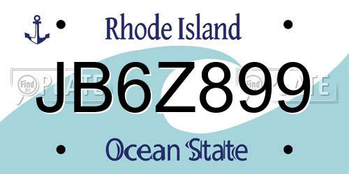 JB6Z899 Rhode Island License Plate