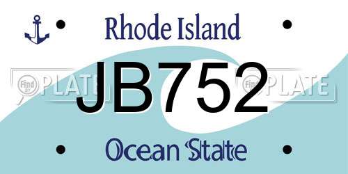 JB752 Rhode Island License Plate
