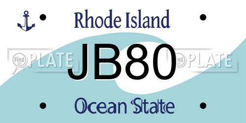JB80 Rhode Island License Plate