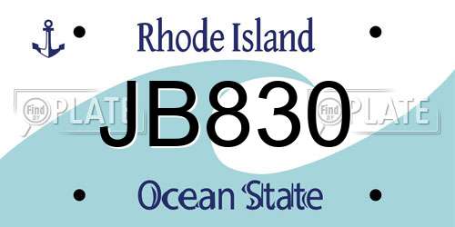 JB830 Rhode Island License Plate
