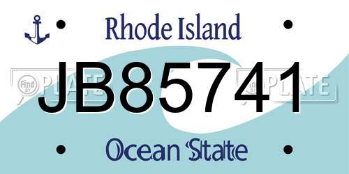JB85741 Rhode Island License Plate